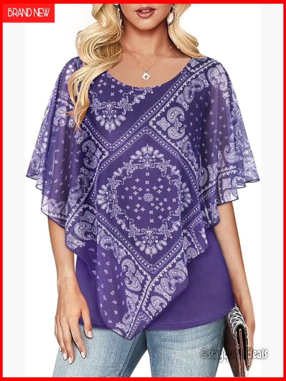 Lightweight Mesh Tunic Top with Ruffle Sleeves, Boat Neck, Summer Blouse